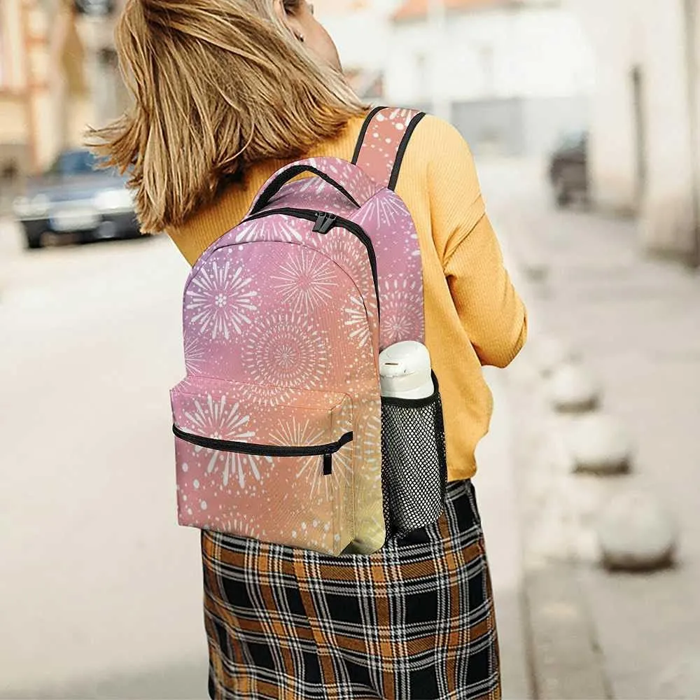 Kuizee Travel Laptop Backpack Business Daypack Work Bookbag Fireworks Rainbow Colorful Gradation Durable iPad Tablet School College Book Bags Casual Bags for Men and Women