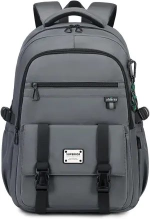 Lanola College Backpack Casual Daypacks for Men, Women & Students, Perfect Daily Backpack for School, Work, and Travel, Fits 17.3 Inch Laptop (Dark Grey)