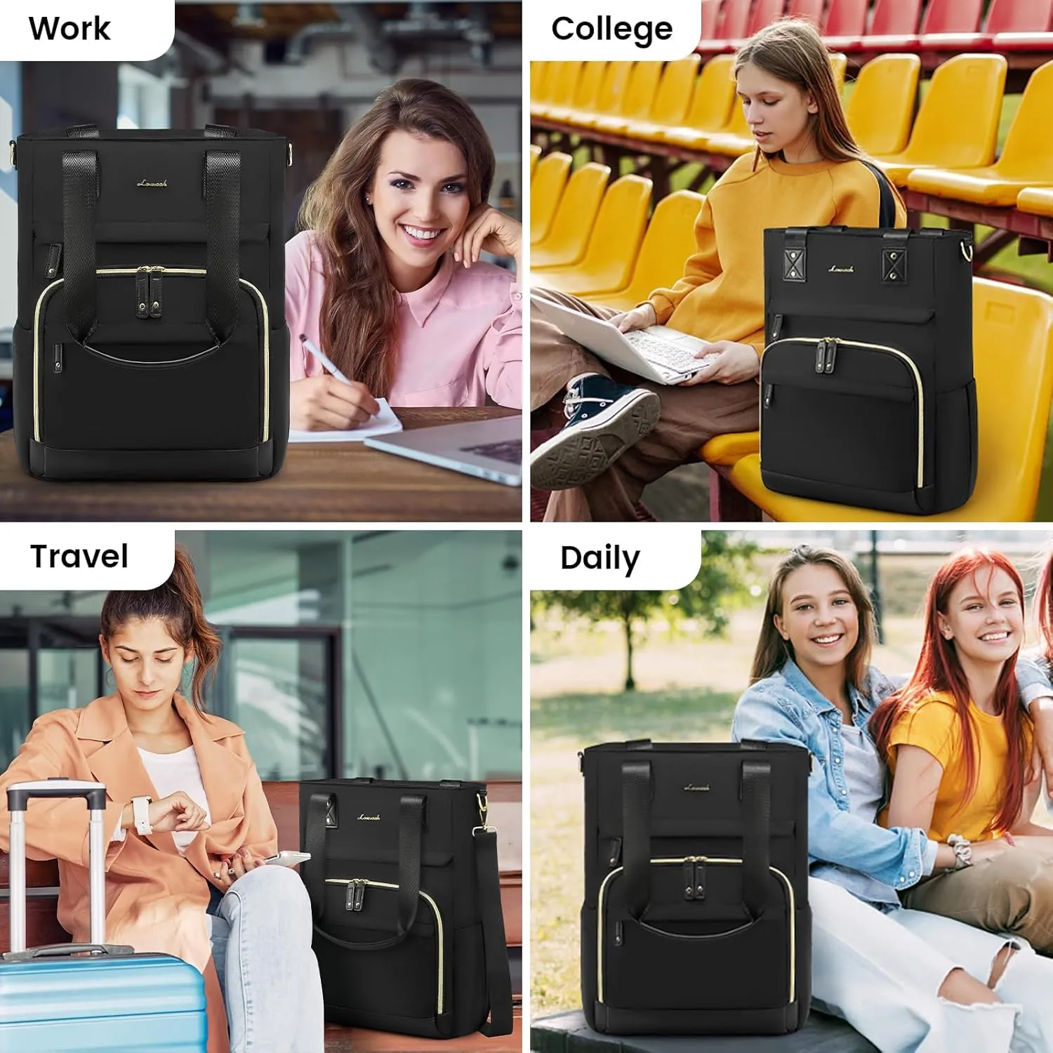 LOVEVOOK Laptop Backpack for Women, 17 Inch Work Backpack with Laptop Compartment, Water Resistant Computer Backpack for College, Travel, Commuter