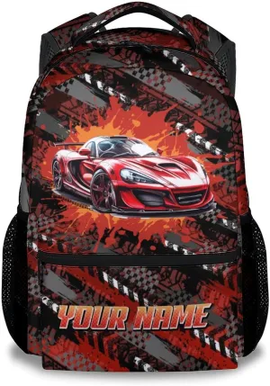 Mercuryelf Backpack for Boys - 17 Inch Bookbag for Primary Middle - Custom Cool Racing Car Backpacks - Children's School Bag