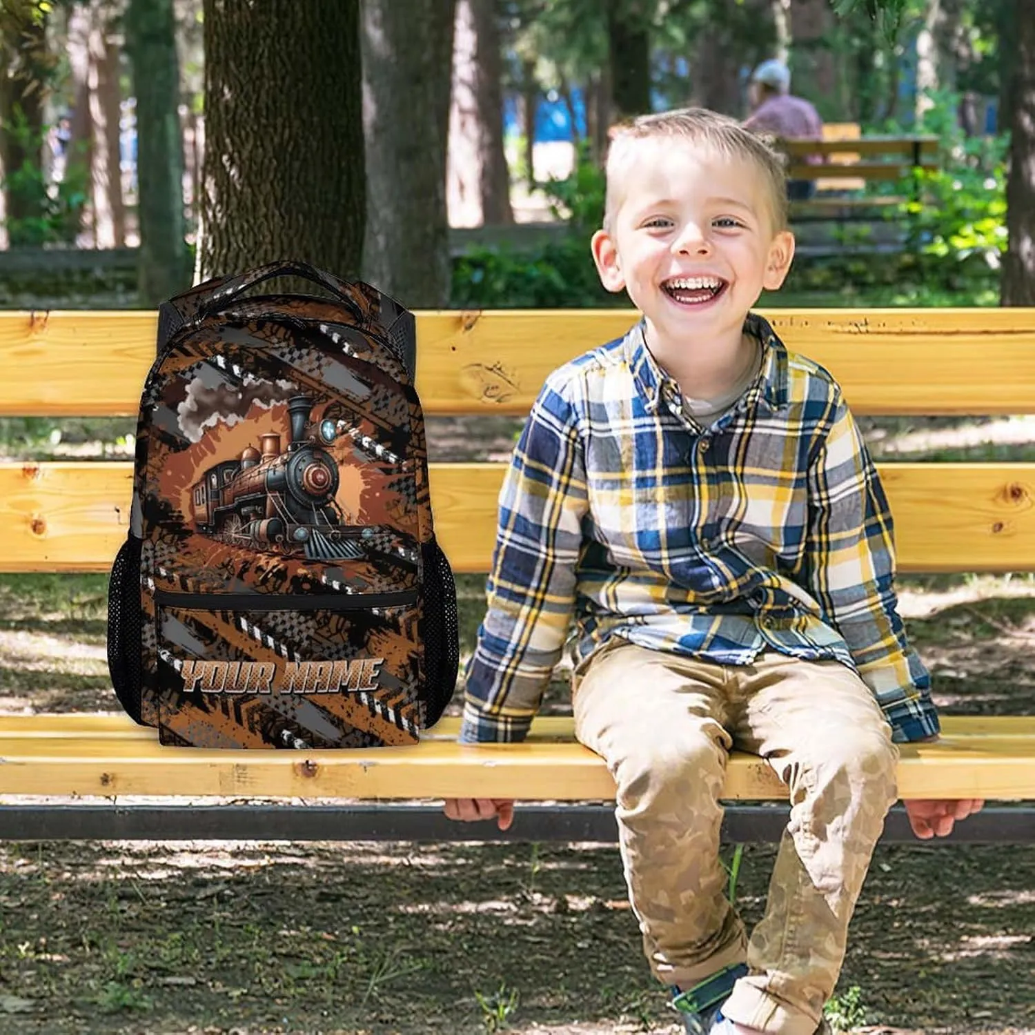 Mercuryelf School Backpack for Boys - 17 Inch Train Kid Backpack for School, Travel - Custom Cool Bookbag for Teens Kids