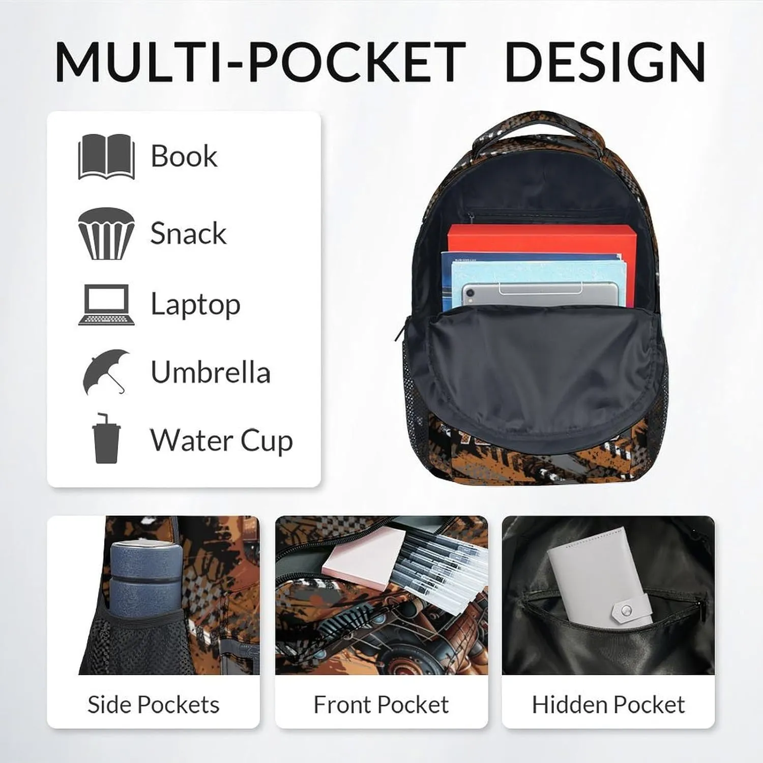 Mercuryelf School Backpack for Boys - 17 Inch Train Kid Backpack for School, Travel - Custom Cool Bookbag for Teens Kids