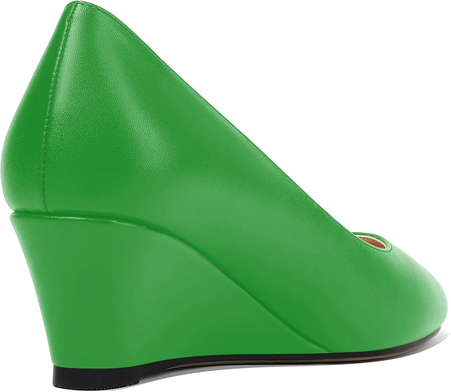 MERRORI Womens Solid Matte Casual Slip On Round Toe Work Wedge Low Heel Pumps Shoes 2 Inch