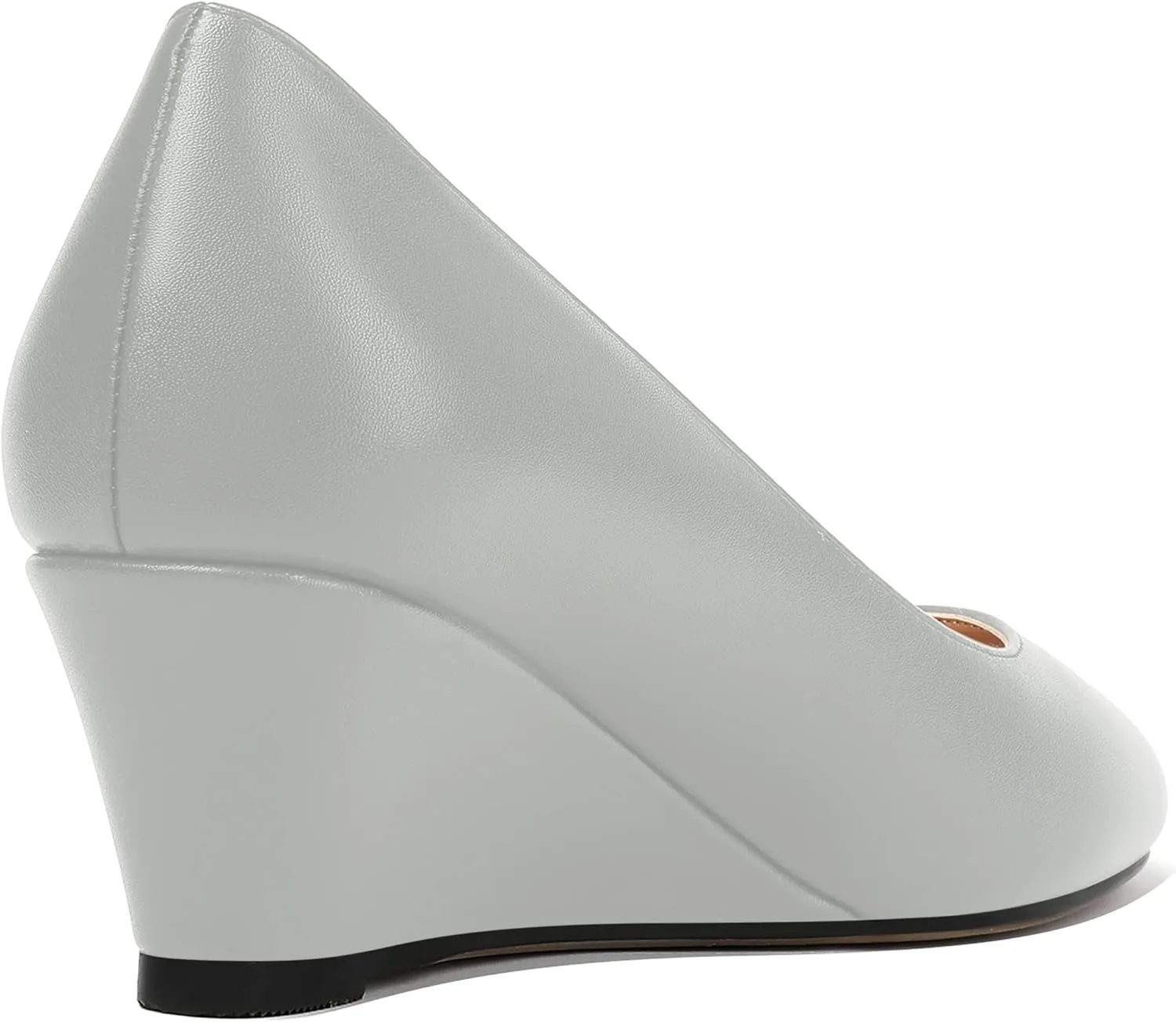 MERRORI Womens Solid Matte Casual Slip On Round Toe Work Wedge Low Heel Pumps Shoes 2 Inch