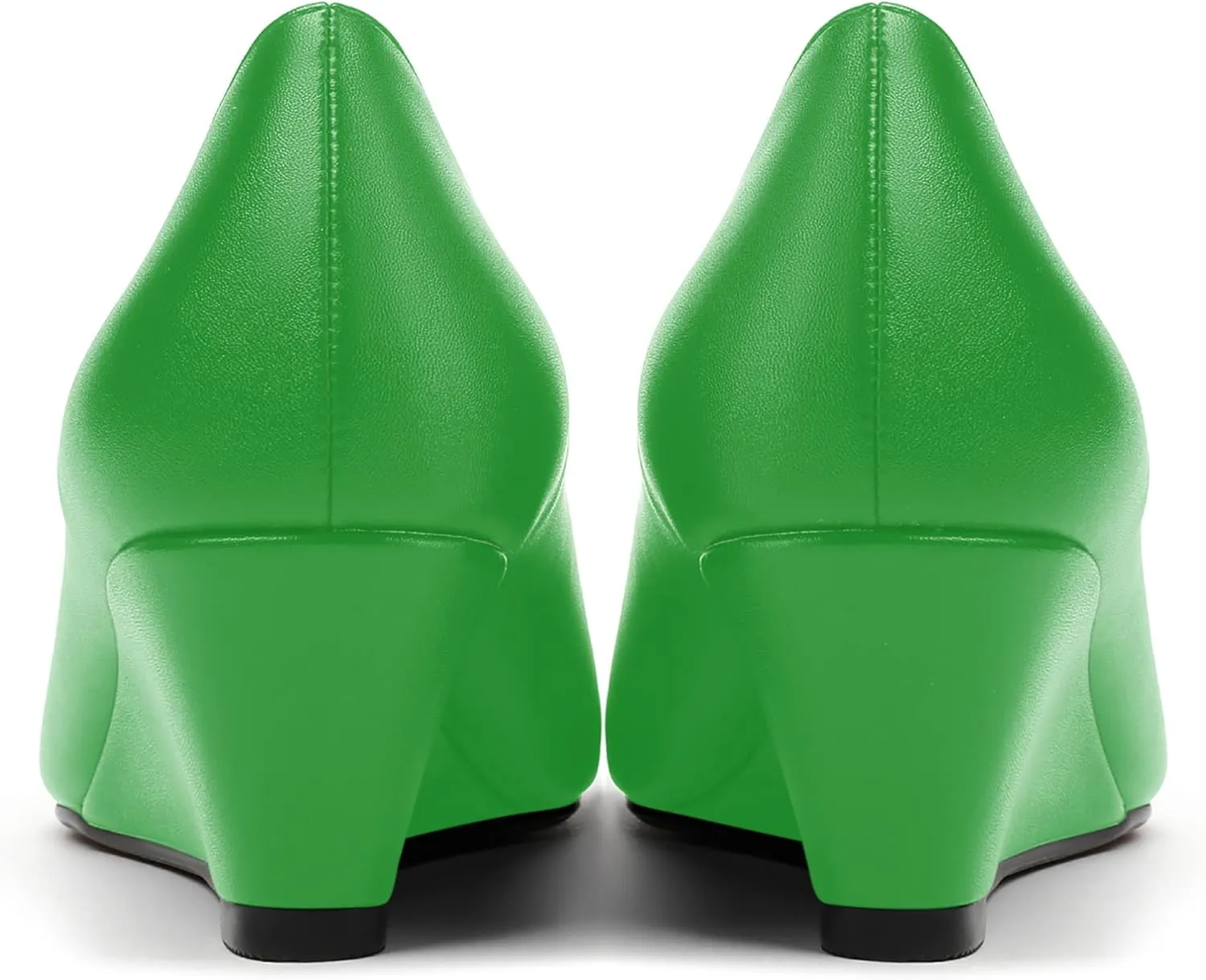 MERRORI Womens Solid Matte Casual Slip On Round Toe Work Wedge Low Heel Pumps Shoes 2 Inch