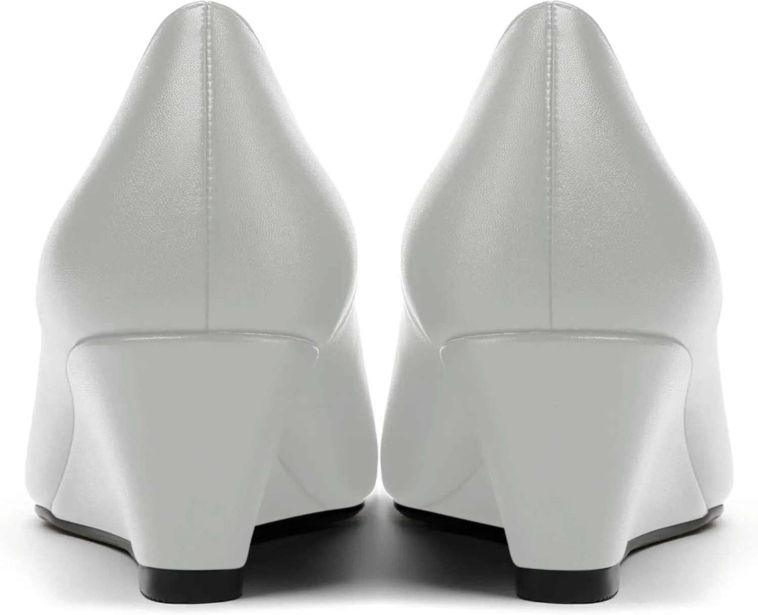 MERRORI Womens Solid Matte Casual Slip On Round Toe Work Wedge Low Heel Pumps Shoes 2 Inch