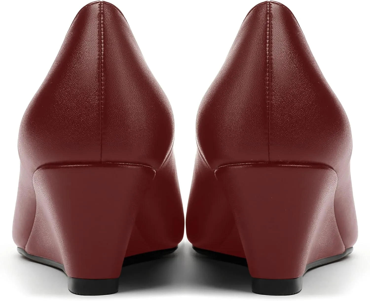 MERRORI Womens Solid Matte Casual Slip On Round Toe Work Wedge Low Heel Pumps Shoes 2 Inch
