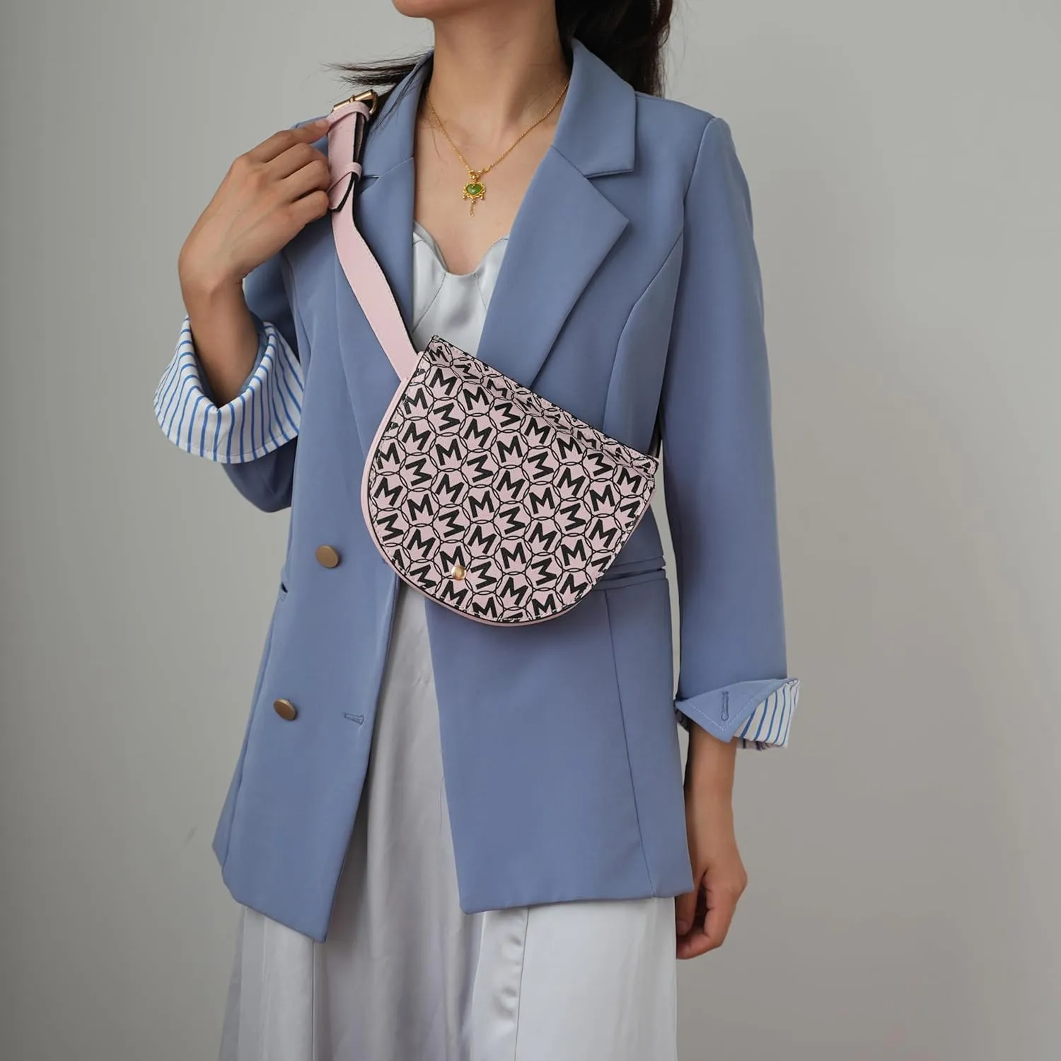 MKF Collection Signature Fanny Pack Bag, Vegan Leather Belt Bag Adjustable Strap Waist Bag by Mia K