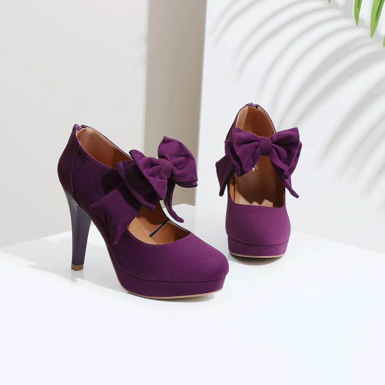 Mostrin Fashion Vintage Womens Small Bowtie Platform Pumps Ladies Sexy High Heeled Shoes