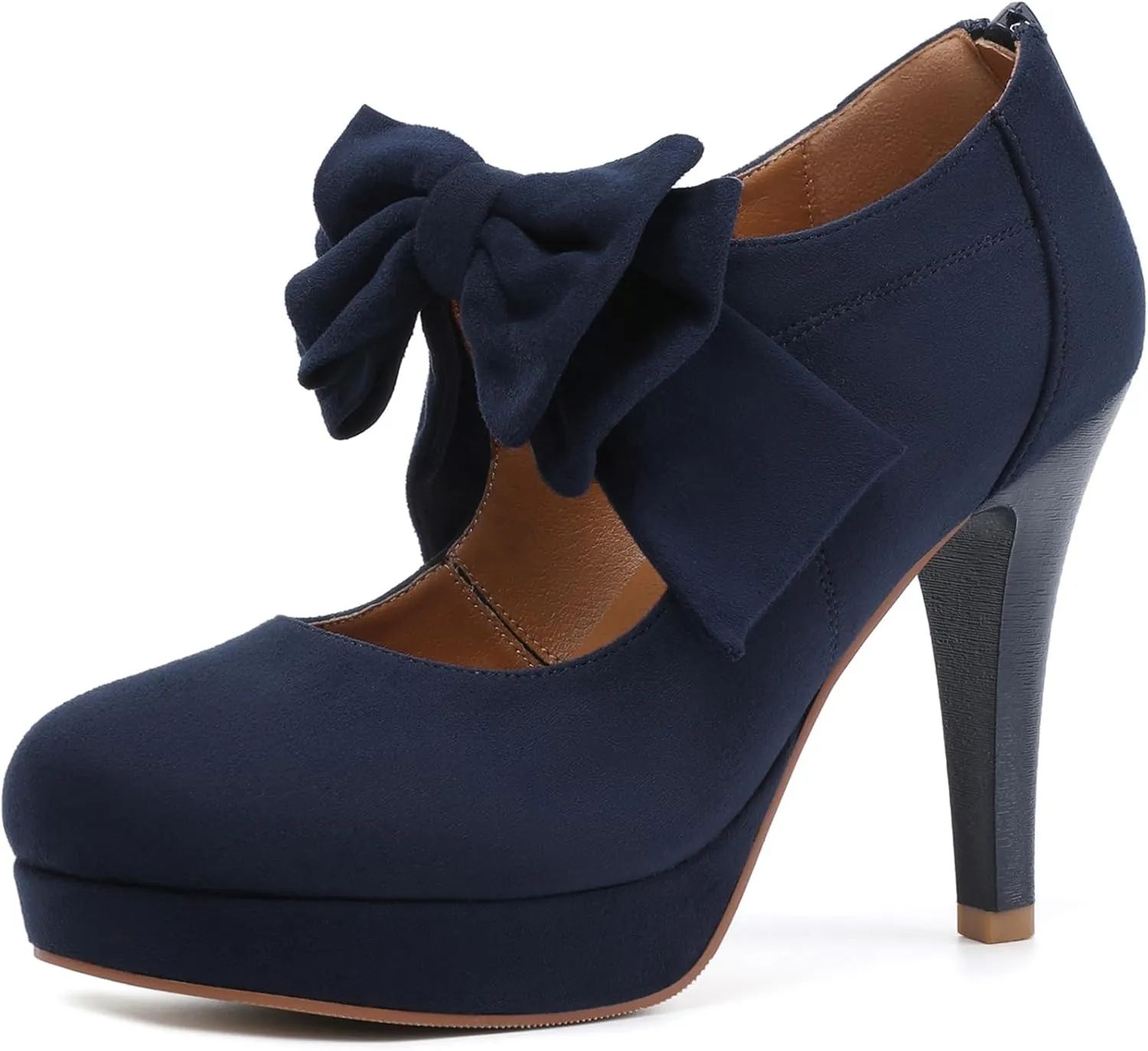 Mostrin Fashion Vintage Womens Small Bowtie Platform Pumps Ladies Sexy High Heeled Shoes