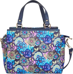 Multi-Compartment Satchel Bag with Leather Trim for Womens