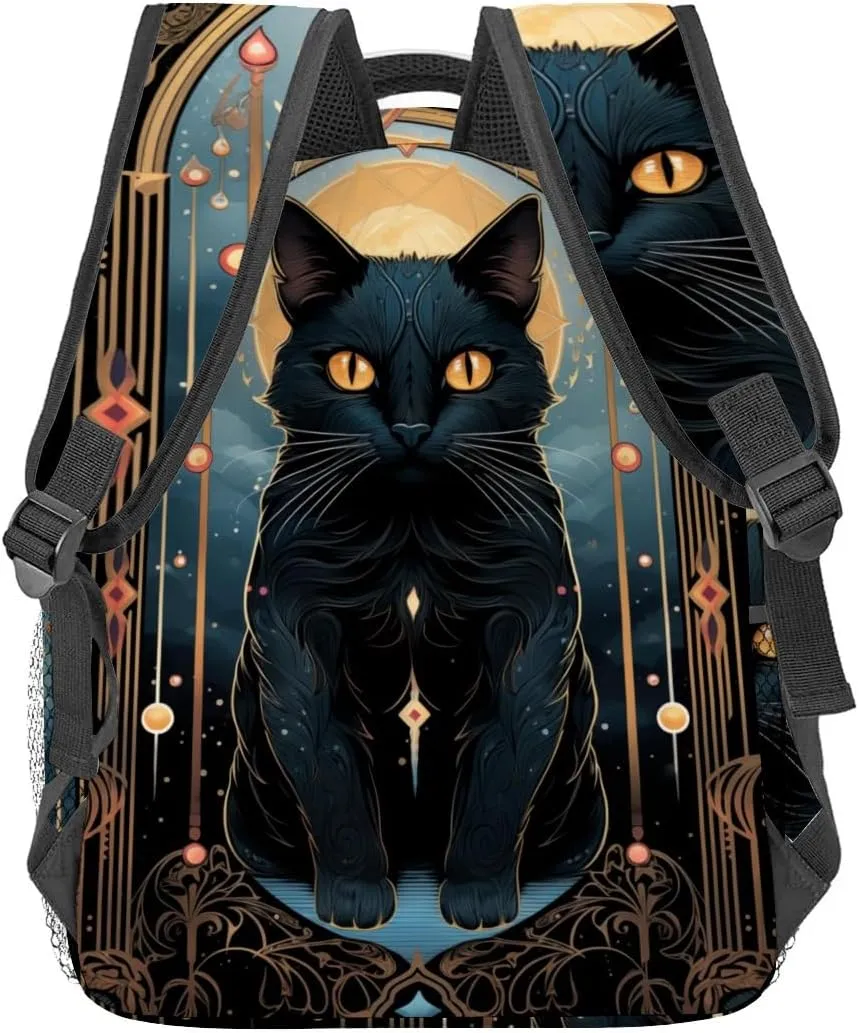 Mystical Black Cat Backpack Travel Backpacks Laptop Rucksack,School Bookbag for Women Kids Boys Girls,Animal Back Pack Accessories Bags,Ideal Gifts for Work, Outdoor Adventures