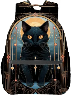 Mystical Black Cat Backpack Travel Backpacks Laptop Rucksack,School Bookbag for Women Kids Boys Girls,Animal Back Pack Accessories Bags,Ideal Gifts for Work, Outdoor Adventures