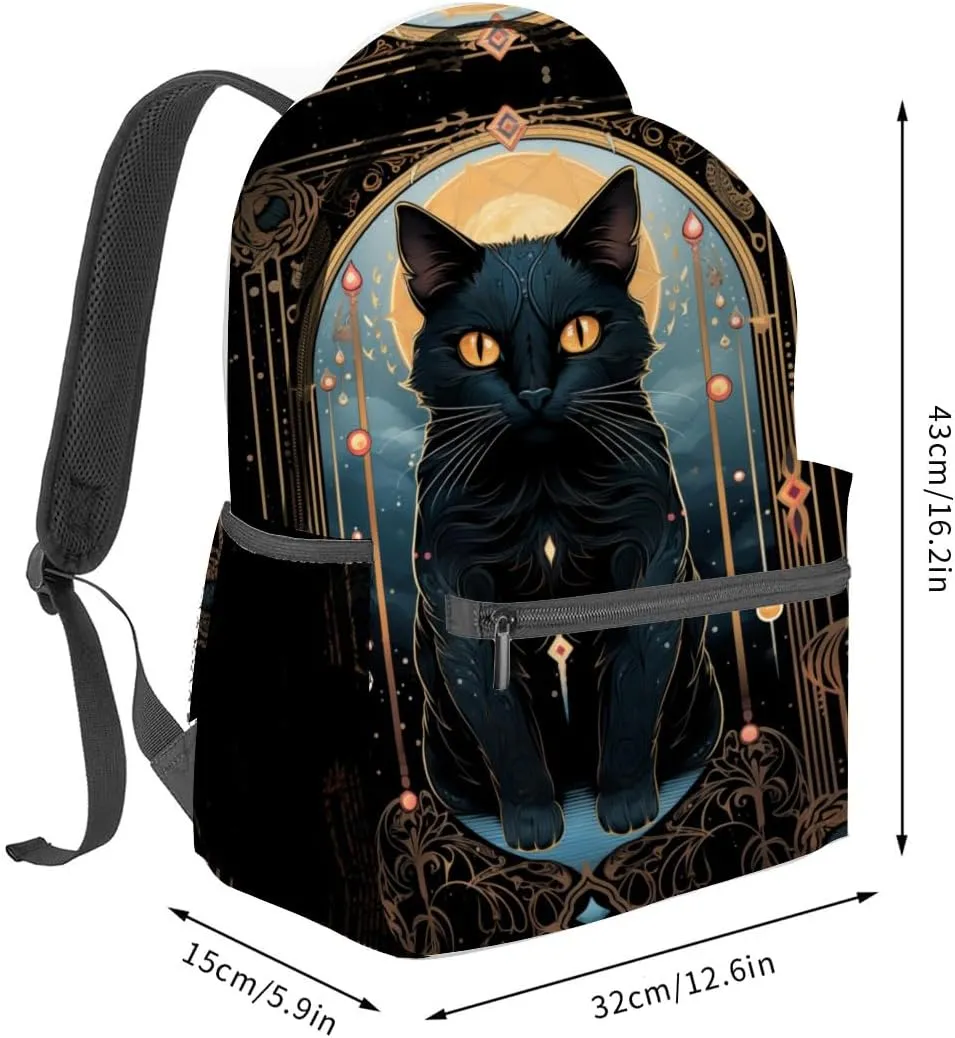 Mystical Black Cat Backpack Travel Backpacks Laptop Rucksack,School Bookbag for Women Kids Boys Girls,Animal Back Pack Accessories Bags,Ideal Gifts for Work, Outdoor Adventures