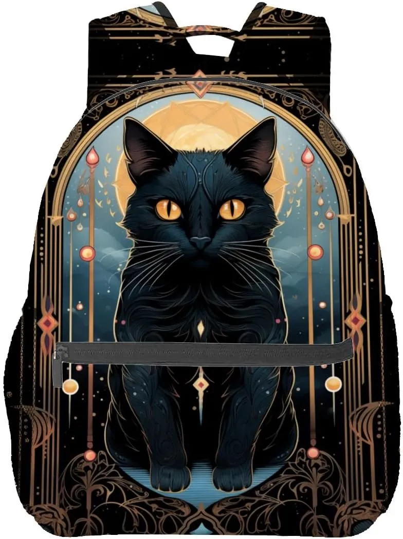 Mystical Black Cat Backpack Travel Backpacks Laptop Rucksack,School Bookbag for Women Kids Boys Girls,Animal Back Pack Accessories Bags,Ideal Gifts for Work, Outdoor Adventures
