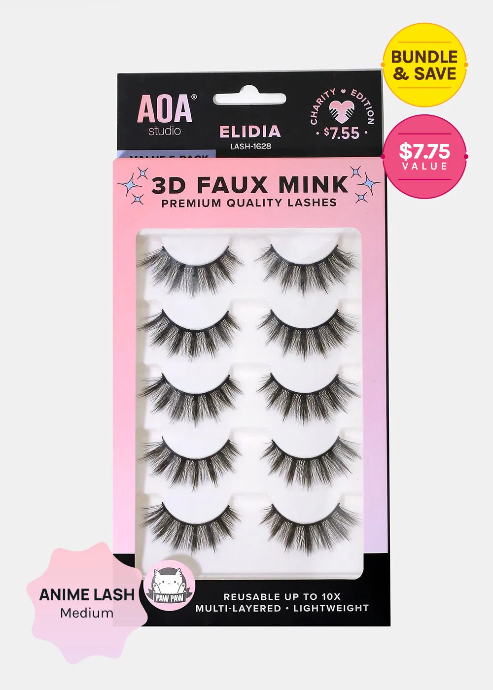 Paw Paw: 3D Faux Mink Lashes - Elidia 5-Pack