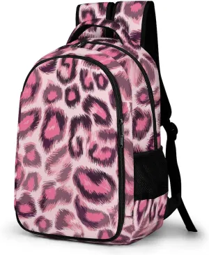 Pink Leopard Skin Texture Travel Laptop Backpack Animal Wildlife Cute Large Casual Daypack Durable Work Computer Camping Back Packs Bags for Women Men