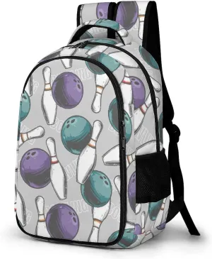 Pins And Bowling Balls Travel Laptop Backpack Sports Theme Large Casual Daypack Durable Work Computer Camping Back Packs Bags for Women Men