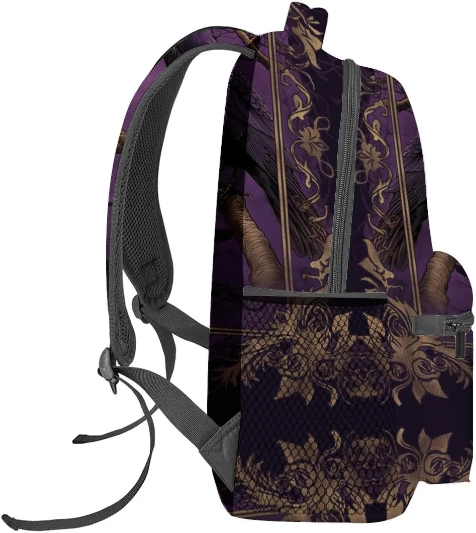 Raven and Dark Forest Backpack Travel Backpacks Laptop Rucksack,School Bookbag for Women Kids Boys Girls,Gothic Animal Back Pack Accessories Bags,Ideal Gifts for Work, Outdoor Adventures