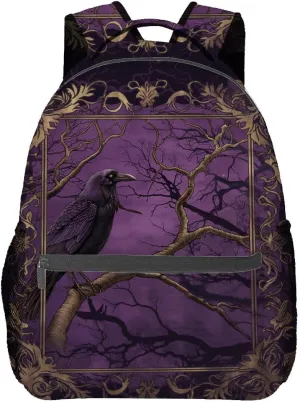 Raven and Dark Forest Backpack Travel Backpacks Laptop Rucksack,School Bookbag for Women Kids Boys Girls,Gothic Animal Back Pack Accessories Bags,Ideal Gifts for Work, Outdoor Adventures