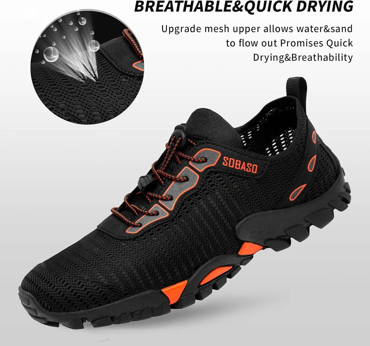 SOBASO Water Shoes Women Men Quick Drying Swim Beach Aqua Shoes for Water Sport Diving Hiking Sailing Travel