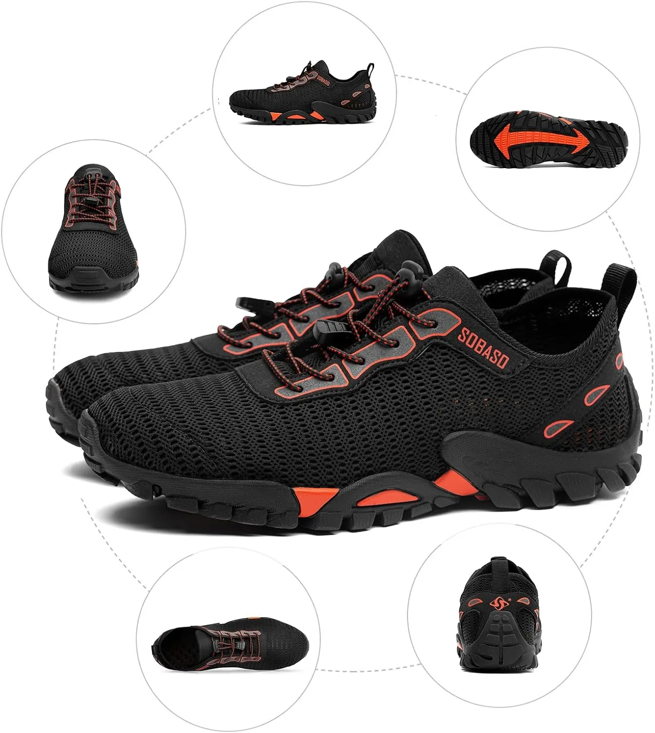 SOBASO Water Shoes Women Men Quick Drying Swim Beach Aqua Shoes for Water Sport Diving Hiking Sailing Travel