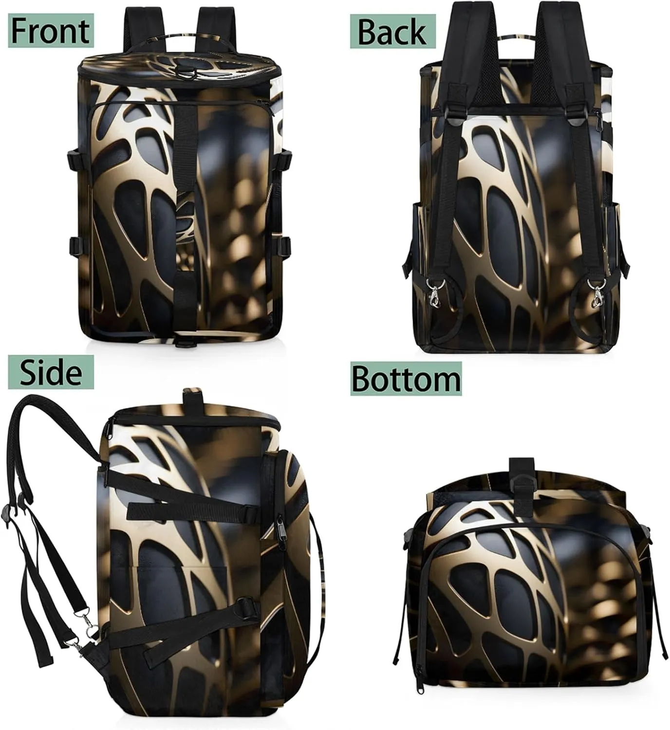 Soccer Ball Black Gym Bags for Men Women Sports Backpack with Shoe Compartment 3-in-1 Tactical Duffle Bag for Overnight Weekender Travel