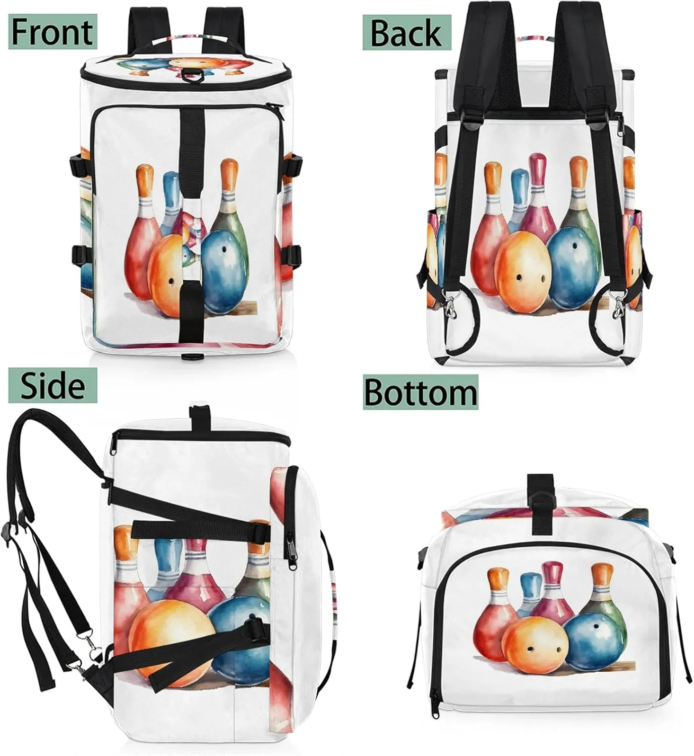 Sport Bowling Ball Gym Bags for Men Women Sports Backpack with Shoe Compartment 3-in-1 Tactical Duffle Bag for Overnight Weekender Travel