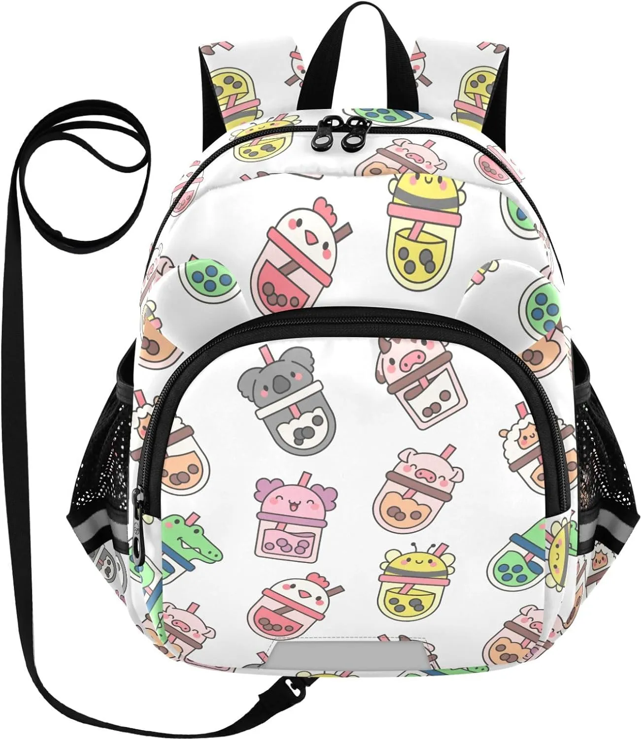 Toddler Backpack for Girls Boys Animal Bubble Tea Cute White Kids Small Backpacks Mini Preschool Kindergarten Backpack Book Bags, 3-6 Years