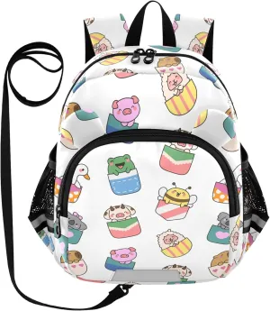 Toddler Backpack for Girls Boys Animals Cute White Kids Small Backpacks Mini Preschool Kindergarten Travel Backpack Book Bags, 3-6 Years