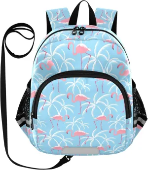 Toddler Backpack for Girls Boys Blue Coconut Tree Flamingo Kids Small Backpacks Mini Preschool Kindergarten Travel Backpack Book Bags, 3-6 Years