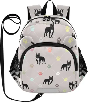 Toddler Backpack for Girls Boys Bulldog Paw Grey Kids Small Backpacks Mini School Backpack Book Bags Kindergarten Bag, 3-6 Years