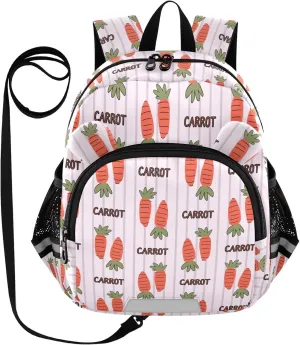 Toddler Backpack for Girls Boys Carrot Stripes Light Purple Kids Small Backpacks Mini Preschool Kindergarten Travel Backpack Book Bags, 3-6 Years