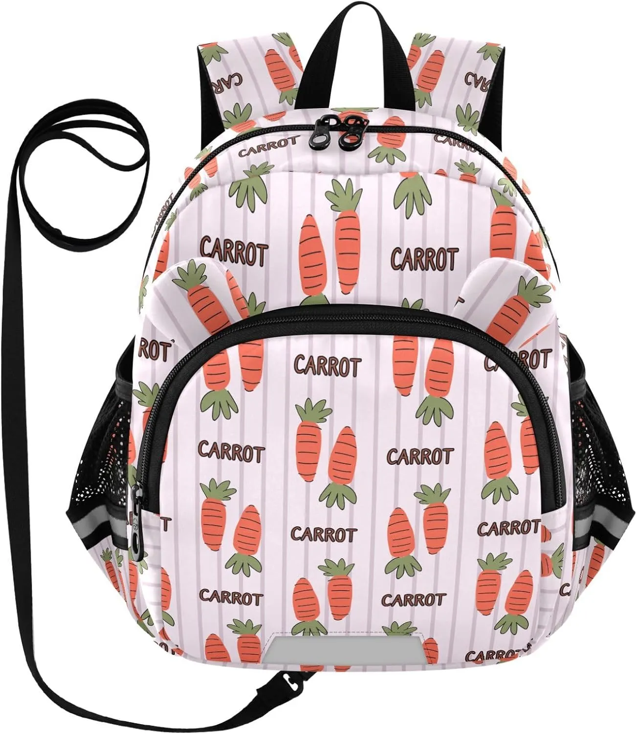 Toddler Backpack for Girls Boys Carrot Stripes Light Purple Kids Small Backpacks Mini Preschool Kindergarten Travel Backpack Book Bags, 3-6 Years