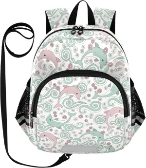 Toddler Backpack for Girls Boys Cartoon Cute Dolphins Kids Small Backpacks Mini Preschool Kindergarten Travel Backpack Book Bags, 3-6 Years