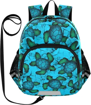 Toddler Backpack for Girls Boys Cartoon Turtle Aqua Blue Kids Small Backpacks Mini School Backpack Book Bags Kindergarten Bag, 3-6 Years