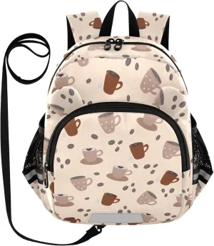 Toddler Backpack for Girls Boys Coffee Cups Beans Kids Small Backpacks Mini Preschool Kindergarten Travel Backpack Book Bags, 3-6 Years