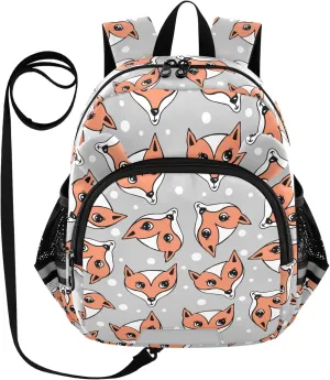 Toddler Backpack for Girls Boys Cute Fox Grey Kids Small Backpacks Mini Preschool Kindergarten Travel Backpack Book Bags, 3-6 Years