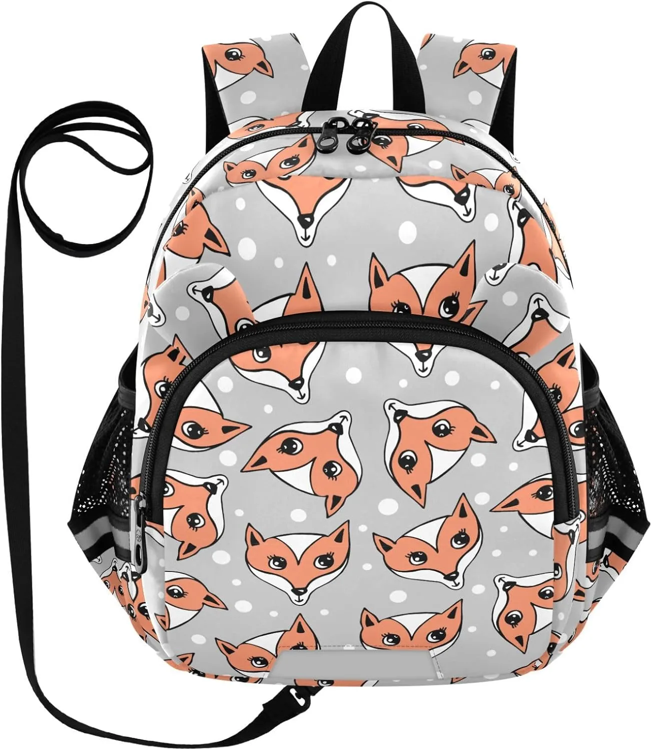Toddler Backpack for Girls Boys Cute Fox Grey Kids Small Backpacks Mini Preschool Kindergarten Travel Backpack Book Bags, 3-6 Years