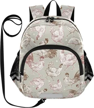 Toddler Backpack for Girls Boys Hand Drawn Chicken Kids Small Backpacks Mini Preschool Kindergarten Travel Backpack Book Bags, 3-6 Years