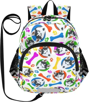 Toddler Backpack for Girls Boys Husky Circles White Kids Small Backpacks Mini Preschool Kindergarten Travel Backpack Book Bags, 3-6 Years