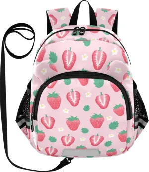 Toddler Backpack for Girls Boys Leaves Flower Strawberry Kids Small Backpacks Mini School Backpack Book Bags Kindergarten Bag, 3-6 Years