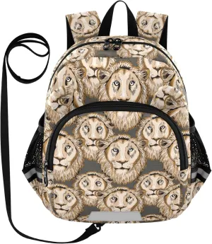 Toddler Backpack for Girls Boys Lion Heads Line Gray Kids Small Backpacks Mini School Backpack Book Bags Kindergarten Bag, 3-6 Years