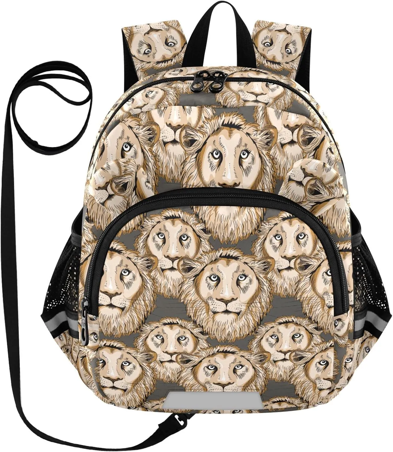 Toddler Backpack for Girls Boys Lion Heads Line Gray Kids Small Backpacks Mini School Backpack Book Bags Kindergarten Bag, 3-6 Years