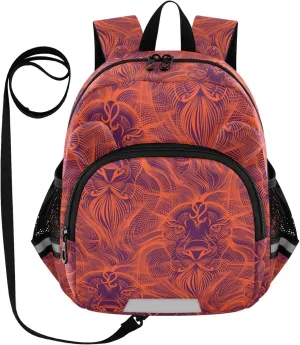 Toddler Backpack for Girls Boys Lion Lines Orange Kids Small Backpacks Mini School Backpack Book Bags Kindergarten Bag, 3-6 Years