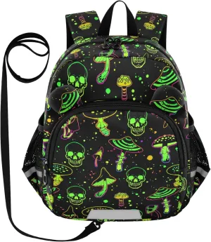 Toddler Backpack for Girls Boys Mushroom Skull Kids Small Backpacks Mini School Backpack Book Bags Kindergarten Bag, 3-6 Years