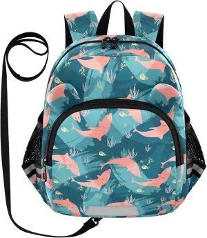 Toddler Backpack for Girls Boys Orange Sharks Sea Kids Small Backpacks Mini School Backpack Book Bags Kindergarten Bag, 3-6 Years