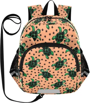 Toddler Backpack for Girls Boys Orange Star Turtle Kids Small Backpacks Mini Preschool Kindergarten Travel Backpack Book Bags, 3-6 Years