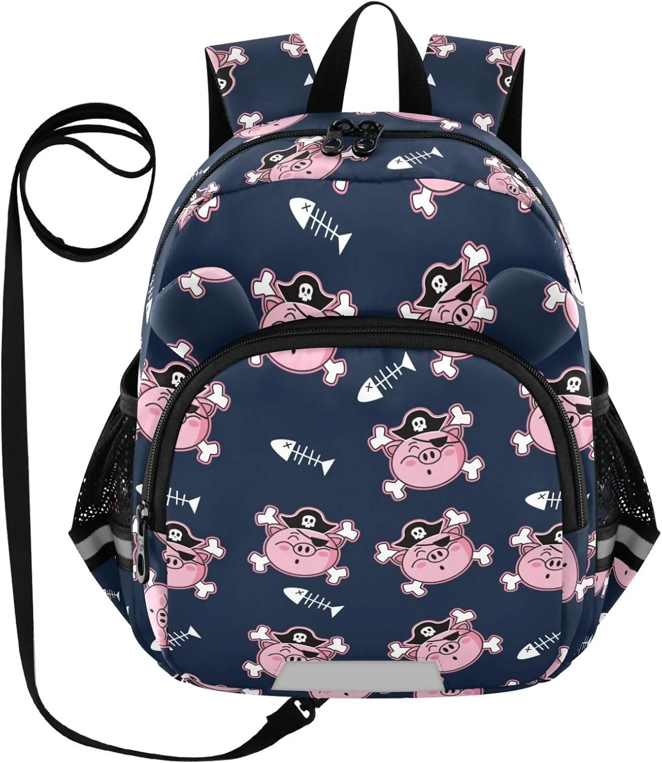 Toddler Backpack for Girls Boys Pirate Fish Bone Black Kids Small Backpacks Mini Preschool Kindergarten Travel Backpack Book Bags, 3-6 Years