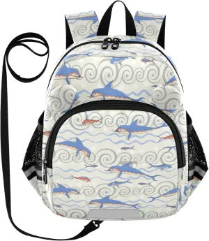 Toddler Backpack for Girls Boys Sea Fish Dolphin Kids Small Backpacks Mini Preschool Kindergarten Travel Backpack Book Bags, 3-6 Years